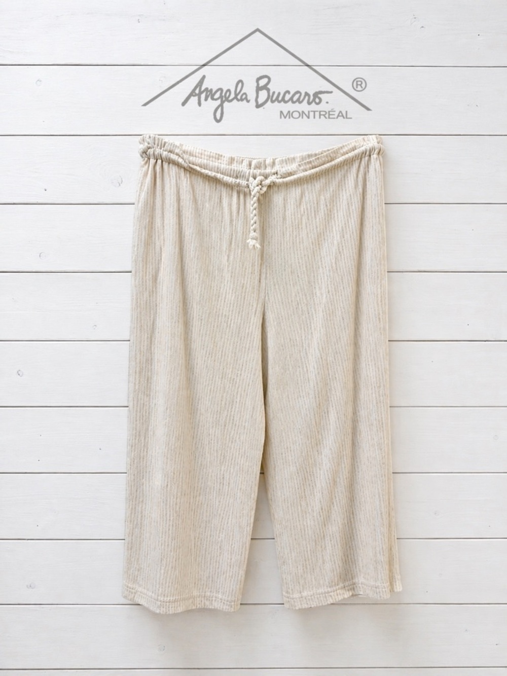 ANGELA BUCARO Cream Flowing Wide-Leg Pants XL